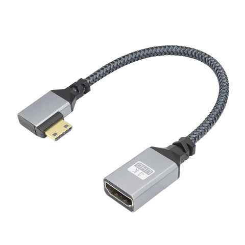4K Mini HDMI to HDMI Adapter Cable,90 Degree Left Angle Mini HDMI Male to HDMI Female