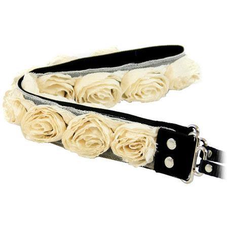 Camera Straps by Capturing Couture: Floral Collection, The Cream/Off White Organza 1.5" DSLR/SLR Fashion Camera Strap - QATAR4CAM