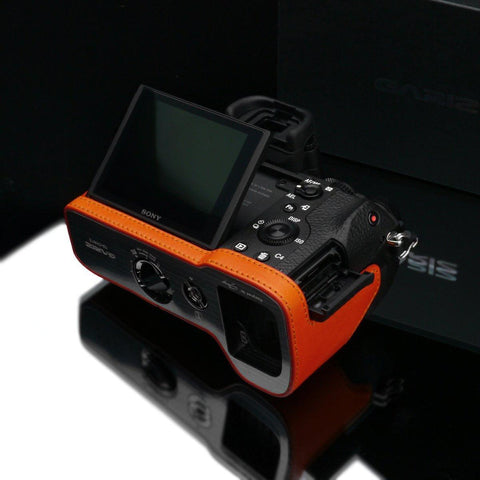 Gariz Genuine Leather XS-CHA7IIOR Camera Metal Half Case for Sony Alpha A7II A7RII Mark 2 Orange - QATAR4CAM