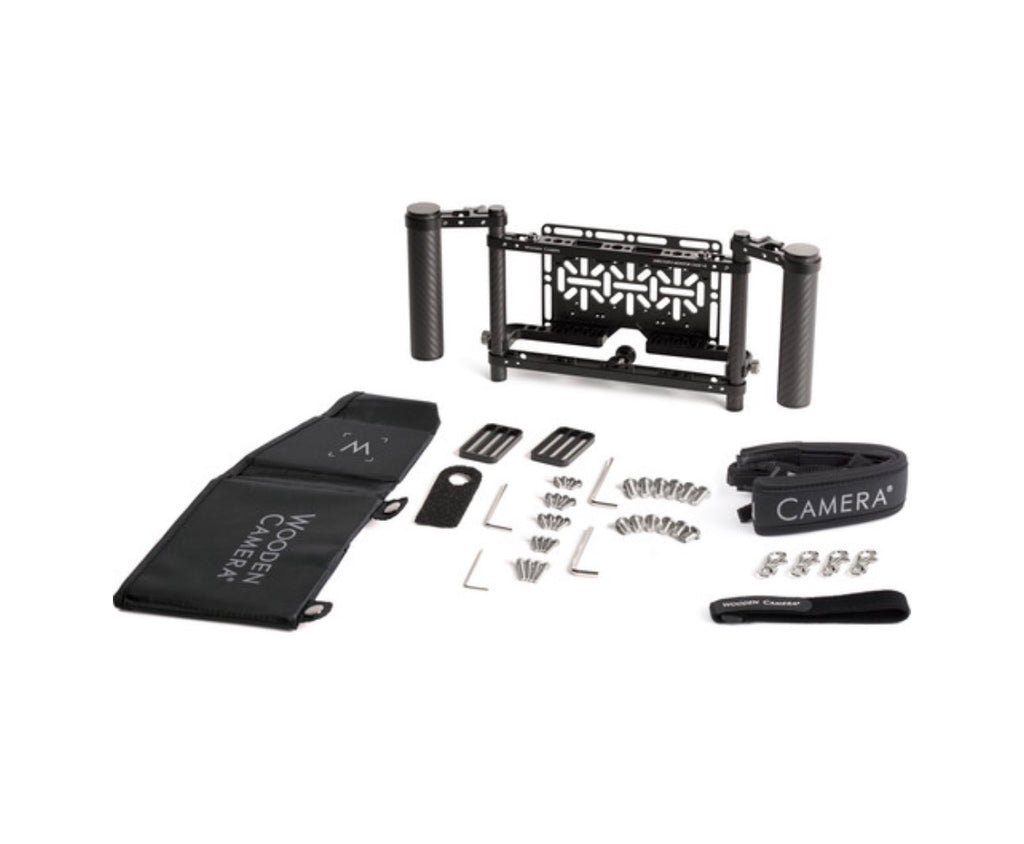 Wooden Camera Director's Monitor Cage v3 with Dual Carbon Fiber Handgrips