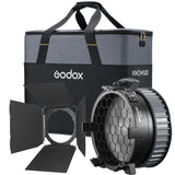 Godox Knowled G Mount Fresnel Lens with Barndoor and Soft Bag