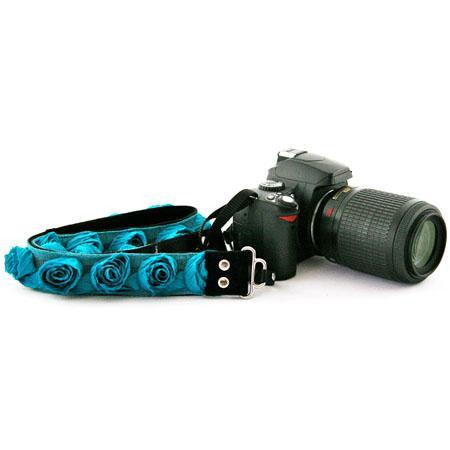 Camera Straps by Capturing Couture: Floral Collection, Turquoise Organza 1.5" SLR/DSLR Fashion Camera Strap - QATAR4CAM