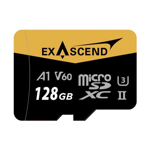 Exascend Catalyst MicroSD Card 128GB with Adapter , UHS-II / V60 / U3 / Class 10, Read:280 MB/s, Write:100 MB/s Exascend Catalyst MicroSD Card 128GB with Adapter , UHS-II / V60 / U3 / Class 10, Read:280 MB/s, Write:100 MB/s