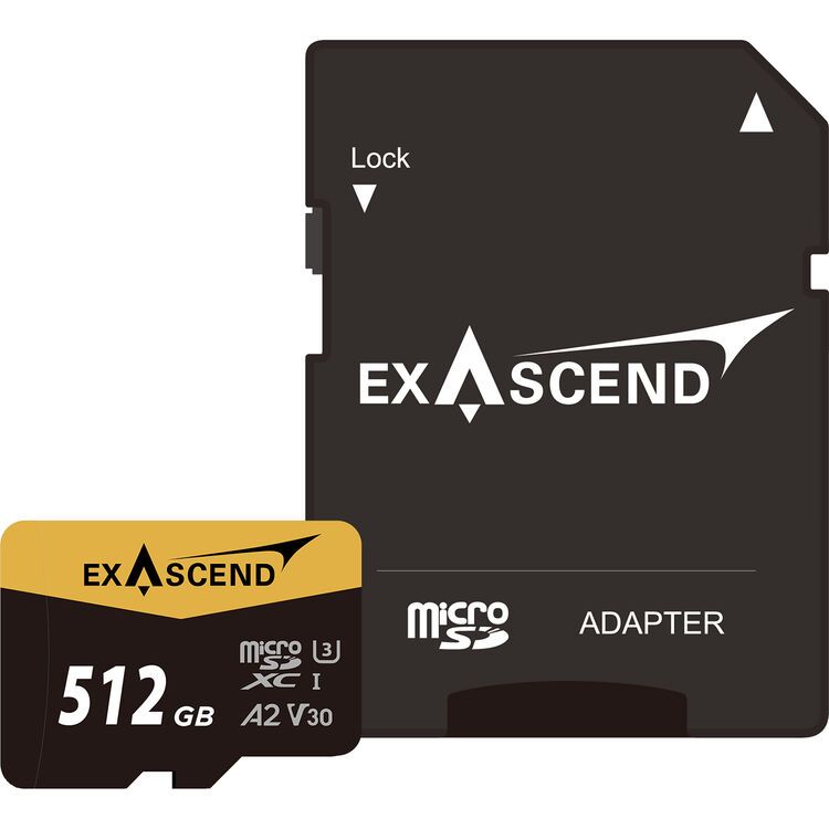 Exascend Catalyst MicroSD Card with Adapter 512GB, UHS-I / V30 / U3 / Class 10, Read:175 MB/s, Write:150 MB/s