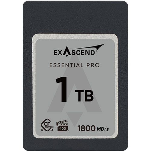 Exascend Essential Pro CFexpress TypeA 4.0 Card 1TB/ Read: 1800 MB/s, Write: 1650 MB/s With Adapter Exascend Essential Pro CFexpress TypeA 4.0 Card 1TB/ Read: 1800 MB/s, Write: 1650 MB/s With Adapter