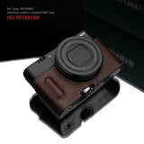 Gariz Genuine Leather HG-RX100M3BR Camera Metal Half Case for Sony RX100III RX100M III with Hand Grip, Brown - QATAR4CAM