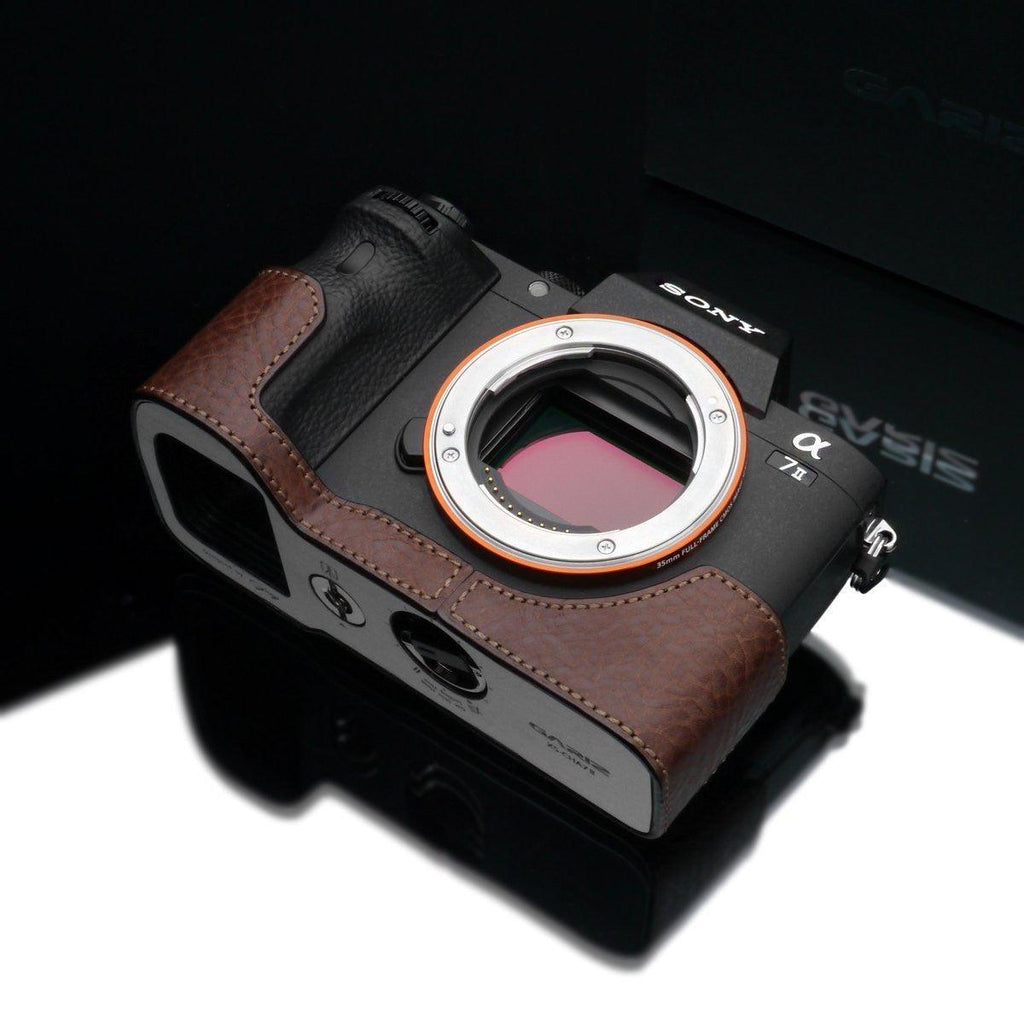 Gariz Genuine Leather XS-CHA7IIBR Camera Metal Half Case for Sony Alpha A7II A7RII Mark 2 Brown - QATAR4CAM