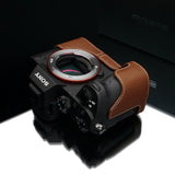 Gariz Genuine Leather XS-CHA7IICM Camera Metal Half Case for Sony Alpha A7II A7RII Mark II, Camel Brown - QATAR4CAM