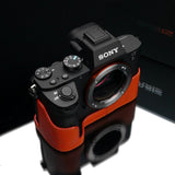 Gariz Genuine Leather XS-CHA7IIOR Camera Metal Half Case for Sony Alpha A7II A7RII Mark 2 Orange - QATAR4CAM
