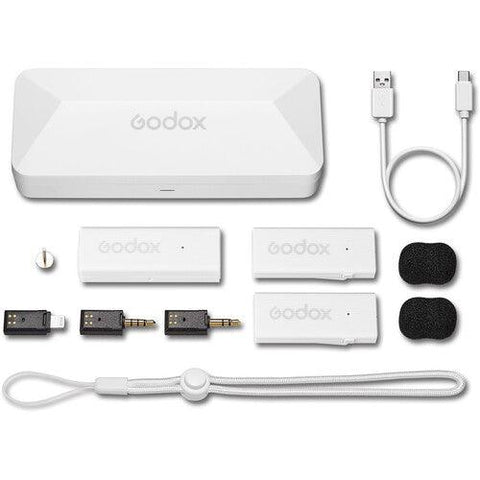 Godox MoveLink Mini LT 2-Person Wireless Microphone System for Cameras & iOS Devices ميكرفون قودوكس لاسلكي للكميره والايفون لشخصين( أبيض) - QATAR4CAM