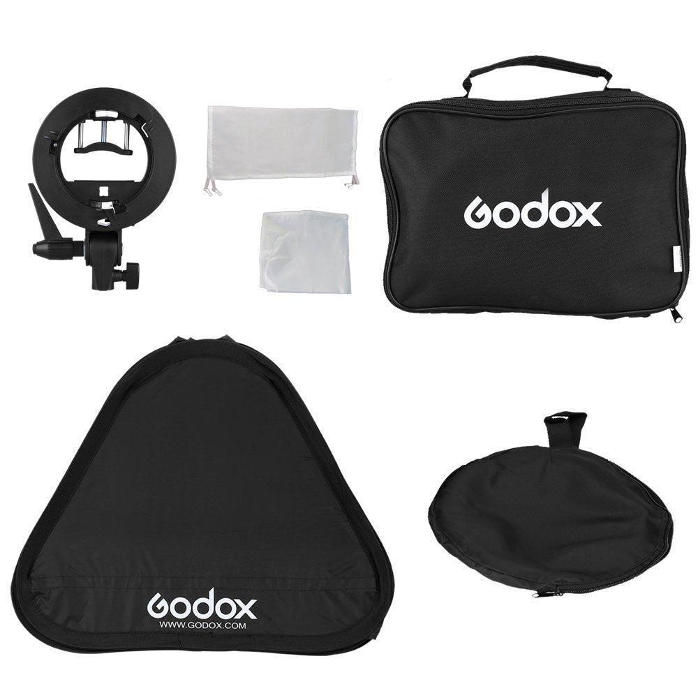 Godox Portable Versatile 50 * 50cm Folding Softbox + S-type Speedlite Bracket for Bowens Mount + Carrying Bag - QATAR4CAM