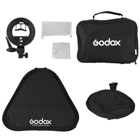 Godox Portable Versatile 50 * 50cm Folding Softbox + S-type Speedlite Bracket for Bowens Mount + Carrying Bag - QATAR4CAM