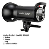 Godox Studio 2 head Kit SK300II - 2 Sofbox - 2 Stands - 1 bag - XT-16 transmitter - QATAR4CAM