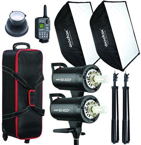 Godox Studio 2 head Kit SK400II -E 2 Softbox - 2 Stands - 1 bag - XT-16 transmitter- 1 AD-R6 - QATAR4CAM