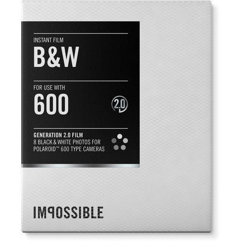 Impossible Black & White 2.0 Instant Film for Polaroid 600 Cameras (White Frame, 8 Exposures) - QATAR4CAM