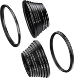K&F CONCEPT 18 PIECES FILTER RING ADAPTER SET, CAMERA LENS FILTER METAL STEPPING RINGS KIT - QATAR4CAM