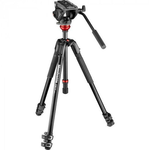 Manfrotto 500 Fluid Video Head With 190X Video Aluminum Tripod & Leveling Column Kit - QATAR4CAM