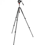 Manfrotto 500 Fluid Video Head With 190X Video Aluminum Tripod & Leveling Column Kit - QATAR4CAM