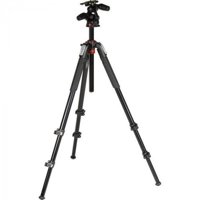 Manfrotto MT055XPRO3-3W Aluminum Tripod With 3-Way Pan/Tilt Head - QATAR4CAM