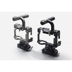 Two camera cage kits with top handles for DSLR or mirrorless video rigs, featuring mounting points and accessories.