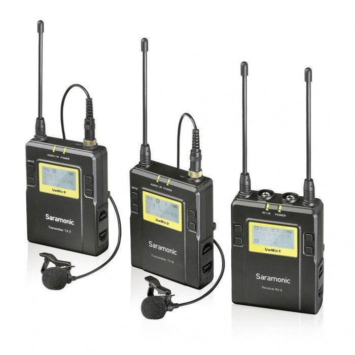 Saramonic UWMIC9 UHF wireless receiver with DUAL body pack transmitter and lavalier mic package - QATAR4CAM