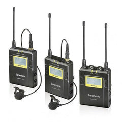Saramonic UWMIC9 UHF wireless receiver with DUAL body pack transmitter and lavalier mic package