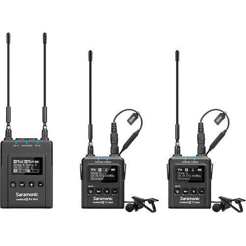 Saramonic UwMic9S Mini KIT2 Compact 2-Person Camera-Mount Wireless Omni Lavalier Microphone System (514 to 596 MHz) - QATAR4CAM