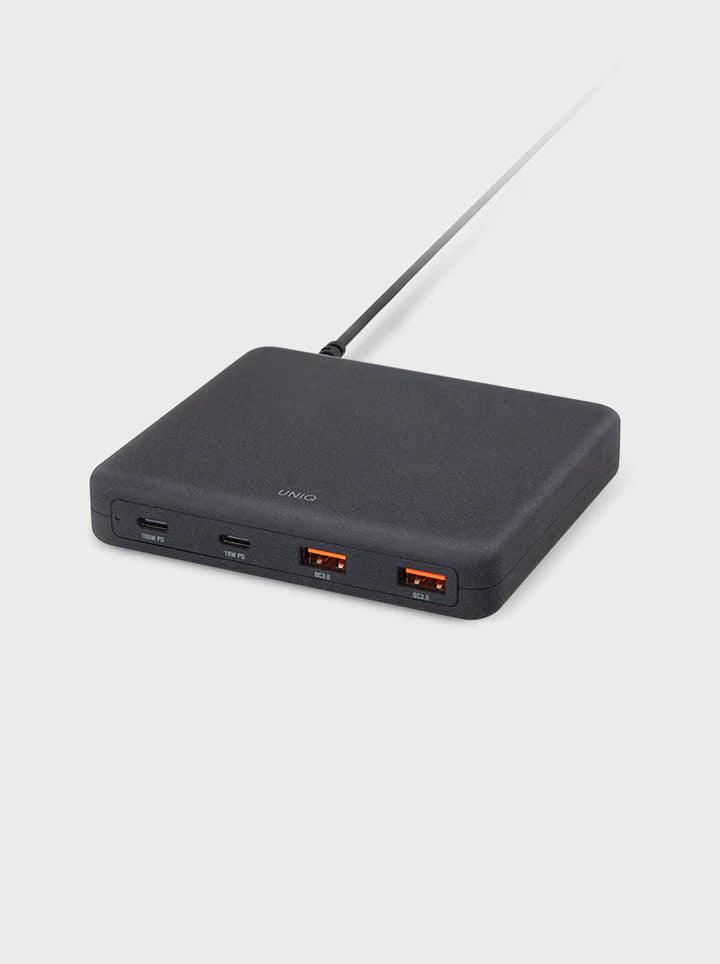 SURGE MINI 100W 4 USB CHARGING STATION WITH DUO TYPE-C PD & QC 3.0 (UK) - CHARCOAL (BLACK) - QATAR4CAM