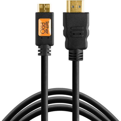 Tether Tools TetherPro Mini HDMI Male (Type C) to HDMI Male (Type A) Cable - 3' (Black) - QATAR4CAM