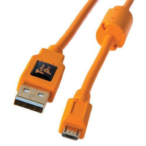 Tether Tools TetherPro USB 2.0 A Male to Micro-B 5-Pin Cable (15', Orange) - QATAR4CAM