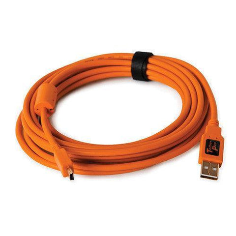 Tether Tools TetherPro USB 2.0 Type-A to 5-Pin Mini-USB Cable (Orange, 15') - QATAR4CAM