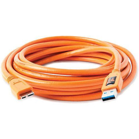 Tether Tools TetherPro USB 3.0 Male Type-A to USB 3.0 Micro-B Cable (15', Orange) - QATAR4CAM