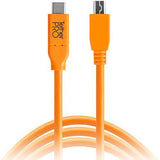 Tether Tools TetherPro USB Type-C Male to 5-Pin Micro-USB 2.0 Type-B Male Cable (15', Orange) - QATAR4CAM