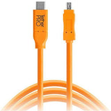 Tether Tools TetherPro USB Type-C Male to 8-Pin Mini-USB 2.0 Type-B Male Cable (15', Orange) - QATAR4CAM