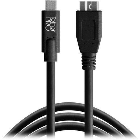 Tether Tools TetherPro USB Type-C Male to Micro-USB 3.0 Type-B Male Cable (15', Black) - QATAR4CAM