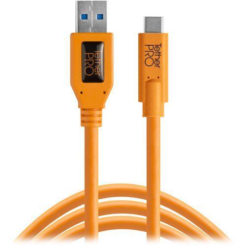 Tether Tools TetherPro USB Type-C Male to USB 3.0 Type-A Male Cable (15', Orange) - QATAR4CAM