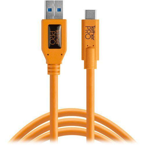 Tether Tools TetherPro USB Type-C Male to USB 3.0 Type-A Male Cable (15', Orange) - QATAR4CAM
